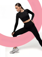 Bubble Butt női Fitness Edzőszett | Leggings & Hosszú Ujjú, Fitness felső (fekete)