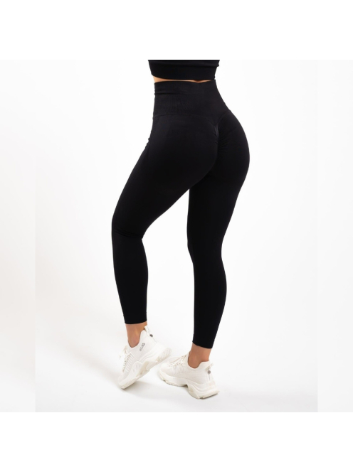 Bubble Butt női Fitness Edzőszett | Leggings & Hosszú Ujjú, Fitness felső (fekete)