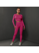 Fenomenica női Fitness Edzőszett | Leggings & hosszú ujjú felső (Pink)