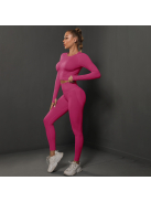 Fenomenica női Fitness Edzőszett | Leggings & Hosszú Ujjú, Fitness felső (Pink)