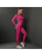 Fenomenica női Fitness Edzőszett | Leggings & Hosszú Ujjú, Fitness felső (Pink)
