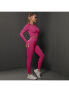 Fenomenica női Fitness Edzőszett | Leggings & Hosszú Ujjú, Fitness felső (Pink)