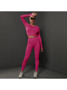 Fenomenica női Fitness Edzőszett | Leggings & Hosszú Ujjú, Fitness felső (Pink)