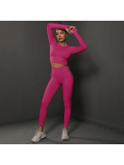 Fenomenica női Fitness Edzőszett | Leggings & Hosszú Ujjú, Fitness felső (Pink)
