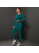 Fenomenica női Fitness Edzőszett | Leggings & Hosszú Ujjú, Fitness felső (Dzsungelzöld)