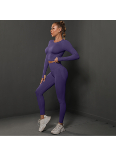   Fenomenica női Fitness Edzőszett | Leggings & Hosszú Ujjú, Fitness felső (Orgonalila)