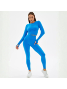 Fenomenica női Fitness Edzőszett | Leggings & Hosszú Ujjú, Fitness felső (Királykék)