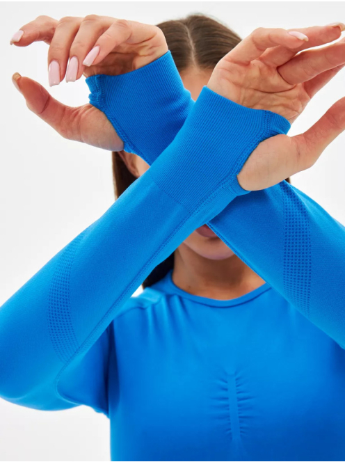 Fenomenica női Fitness Edzőszett | Leggings & Hosszú Ujjú, Fitness felső (Királykék)