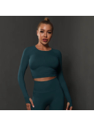 Fenomenica női Fitness Edzőszett | Leggings & Hosszú Ujjú, Fitness felső (Méregzöld)