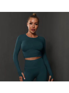   Fenomenica női Fitness Edzőszett | Leggings & Hosszú Ujjú, Fitness felső (Méregzöld)