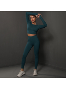 Fenomenica női Fitness Edzőszett | Leggings & Hosszú Ujjú, Fitness felső (Méregzöld)