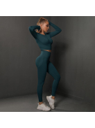 Fenomenica női Fitness Edzőszett | Leggings & Hosszú Ujjú, Fitness felső (Méregzöld)
