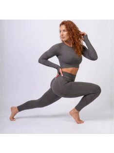   Fenomenica női Fitness Edzőszett | Leggings & Hosszú Ujjú, Fitness felső (Grafitszürke)