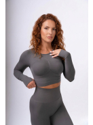 Fenomenica női Fitness Edzőszett | Leggings & Hosszú Ujjú, Fitness felső (Grafitszürke)