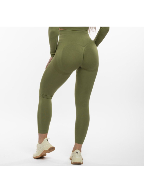 Fenomenica női Fitness Edzőszett | Leggings & Hosszú Ujjú, Fitness felső (Olivazöld)