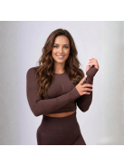 Fenomenica női Fitness Edzőszett | Leggings & Hosszú Ujjú, Fitness felső (Kávébarna)