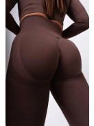 Fenomenica női Fitness Edzőszett | Leggings & Hosszú Ujjú, Fitness felső (Kávébarna)