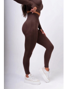 Fenomenica női Fitness Edzőszett | Leggings & Hosszú Ujjú, Fitness felső (Kávébarna)
