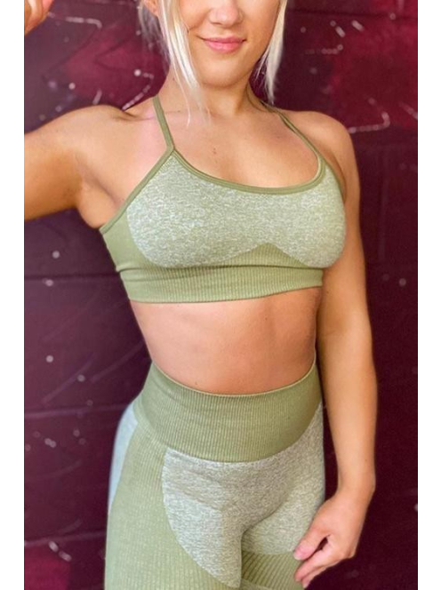 Varrásnélküli alakformáló fitnesz szett (olivazöld)