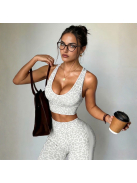 Icy Gray Leopard - Párducmintás fitnesz szett 