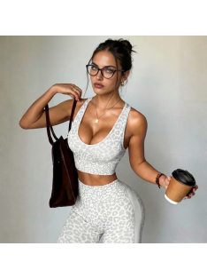 Icy Gray Leopard - Párducmintás fitnesz szett 