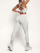 Icy Gray Leopard - Párducmintás fitnesz szett 