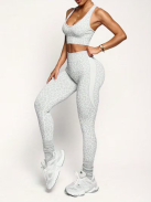 Icy Gray Leopard - Párducmintás fitnesz szett 