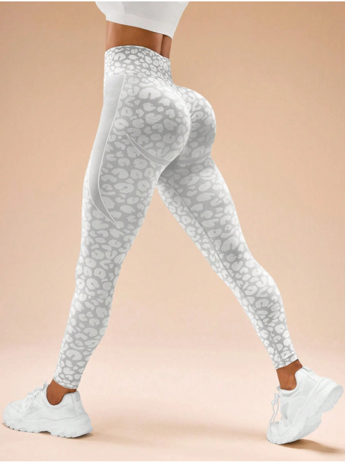 Icy Gray Leopard - Párducmintás fitnesz szett 