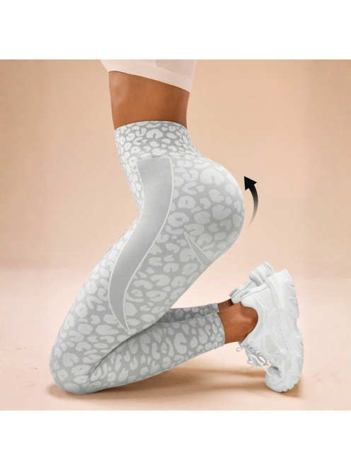 Icy Gray Leopard - Párducmintás fitnesz szett 