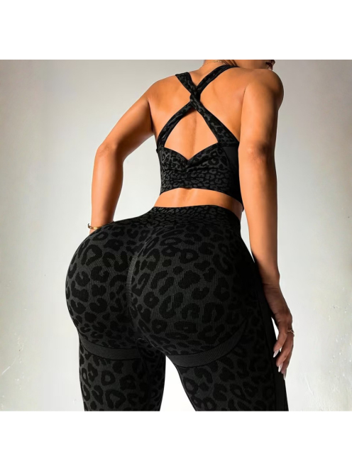 Black Leopard - Párducmintás fitnesz edzőszett 