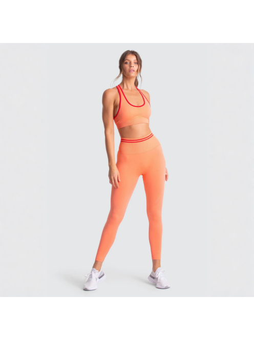 Orange Crush Seamless Edzőszett - Magas Derekú Leggings és Sportmelltartó