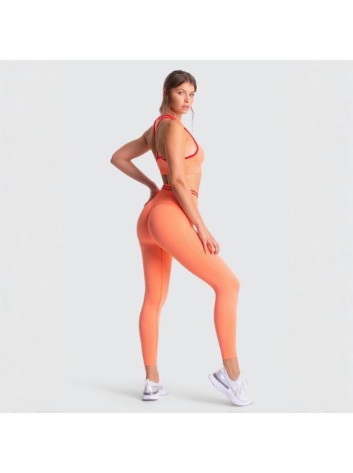 Orange Crush Seamless Edzőszett - Magas Derekú Leggings és Sportmelltartó