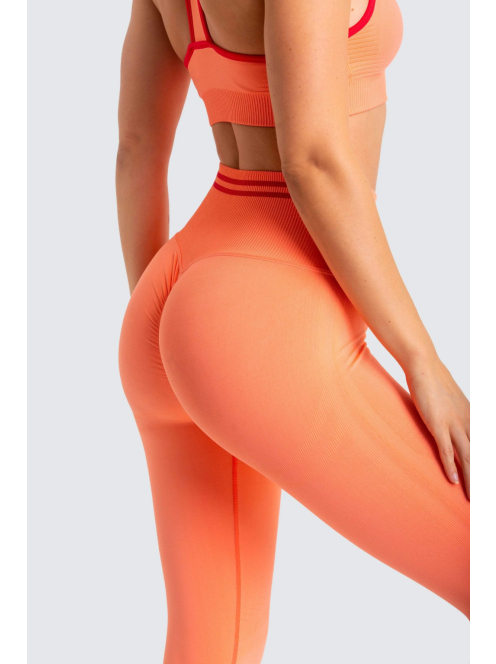 Orange Crush Seamless Edzőszett - Magas Derekú Leggings és Sportmelltartó