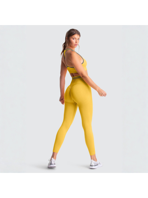 Lemon Crush Seamless Edzőszett - Magas Derekú Leggings és Sportmelltartó