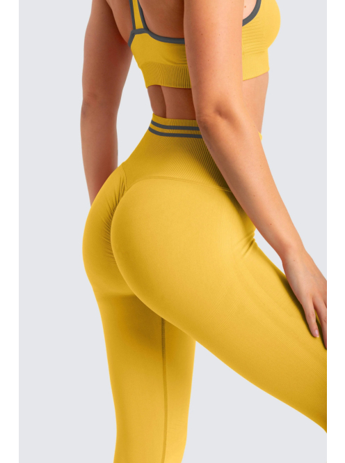 Lemon Crush Seamless Edzőszett - Magas Derekú Leggings és Sportmelltartó