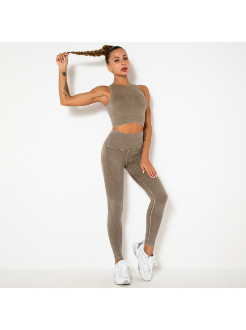 OnDuty női Fitness Edzőszett | Leggings & Top (tejeskávé)