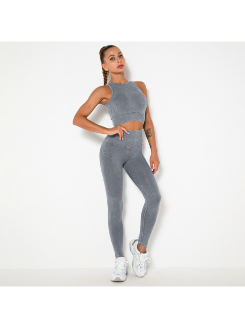 OnDuty női Fitness Edzőszett | Leggings & Top (acélszürke)