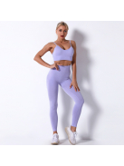 Pasztell Performance - Fitness Edzőszett - Hosszú Leggings és Sport Top (lila)