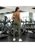 So Simple - Nyitott hátú - Fitness és jóga overál (olivazöld)