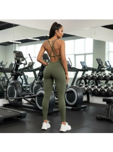 So Simple - Nyitott hátú - Fitness és jóga overál (olivazöld)