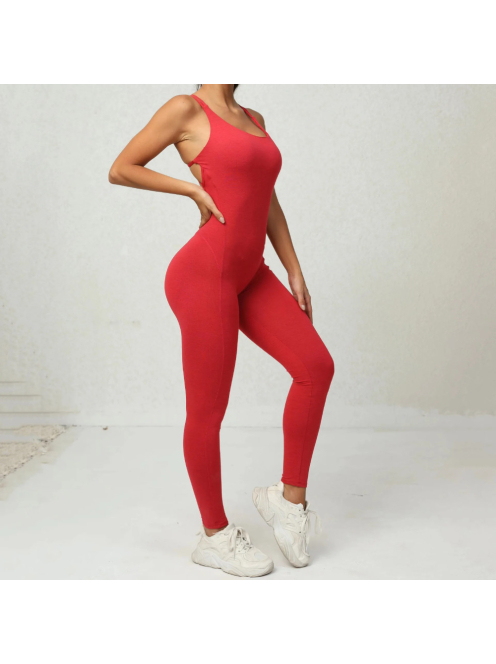 Balanced Body - Nyitott hátú - Fitness és jóga overál (melange piros)