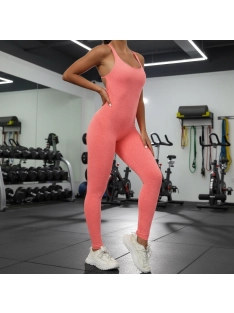 Balanced Body - Nyitott hátú - Fitness és jóga overál (melange korallrózsaszín)