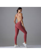 Flexy Flow - Nyitott hátú - Fitness és jóga overál (borvörös)