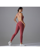 Flexy Flow - Nyitott hátú - Fitness és jóga overál (borvörös)