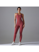 Flexy Flow - Nyitott hátú - Fitness és jóga overál (borvörös)