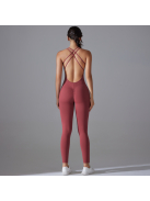 Flexy Flow - Nyitott hátú - Fitness és jóga overál (borvörös)