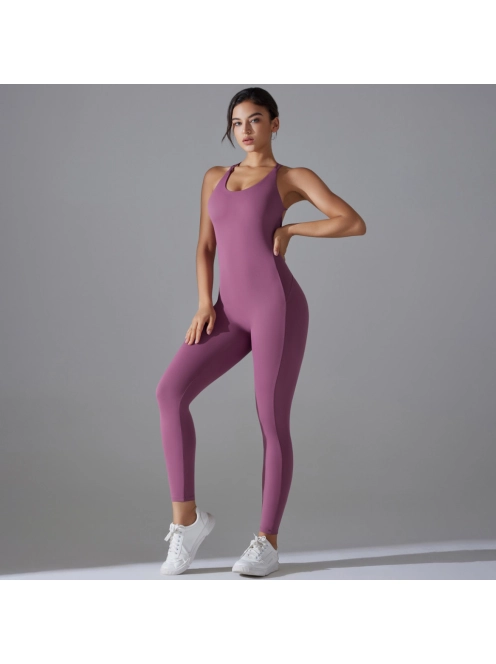 Flexy Flow - Nyitott hátú - Fitness és jóga overál (mályvalila)