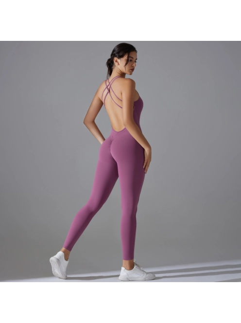 Flexy Flow - Nyitott hátú - Fitness és jóga overál (mályvalila)