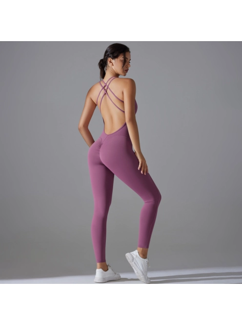 Flexy Flow - Nyitott hátú - Fitness és jóga overál (mályvalila)