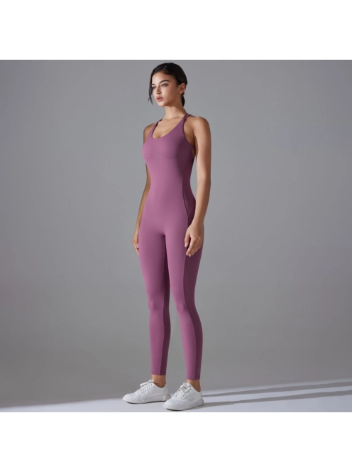 Flexy Flow - Nyitott hátú - Fitness és jóga overál (mályvalila)